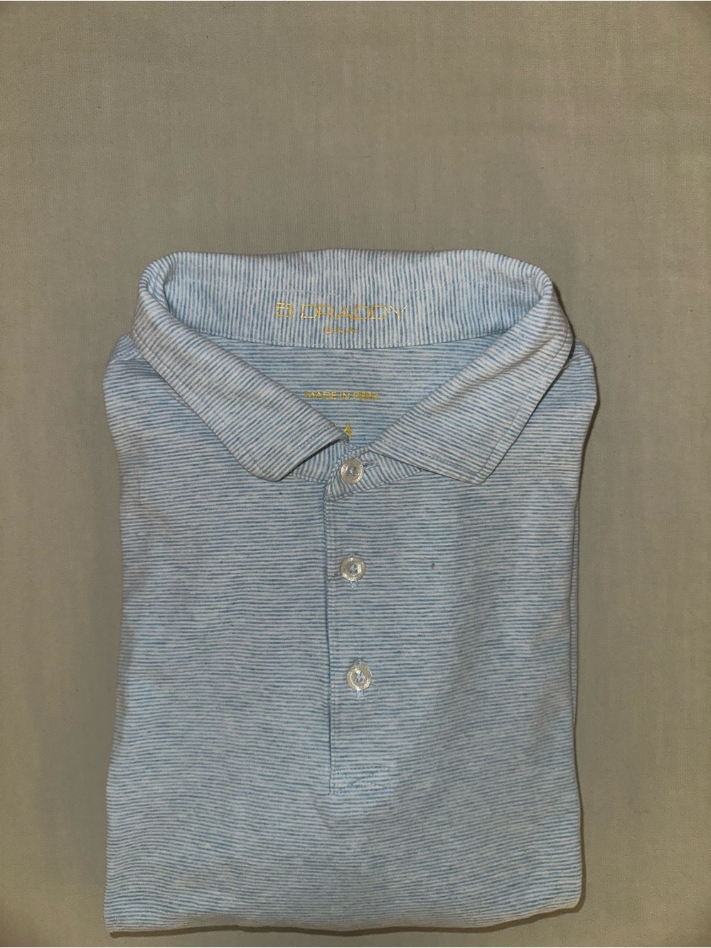 B.Draddy Men's Light Blue Striped Polo Shirt